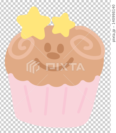 Illustration of pastel chocolate cupcake with star cookies for sweet dessert, cafe, restaurant, menu, recipe, baking, sticker, cartoon character, mascot, comic, plush toy, doll, brunch, birthday card Illustration of pastel chocolate cupcake with star cookies for sweet dessert, cafe, restaurant, menu, recipe, baking, sticker, cartoon character, mascot, comic, plush toy, doll, brunch, birthday card 140998140