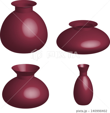 Vector purple ceramic vases pottery interior decoration objects set Vector purple ceramic vases pottery interior decoration objects set 140998402