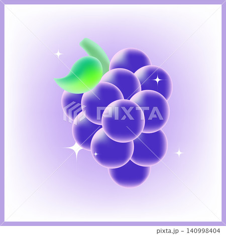 Vector purple grapes cluster bunch single fruit food icon 140998404