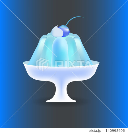 Vector blue jelly cake dessert on plate ice cream dome food illustration Vector blue jelly cake dessert on plate ice cream dome food illustration 140998406