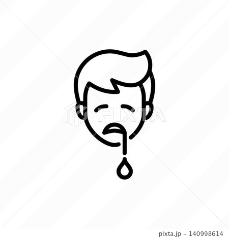 Adenoid face, long open mouthed face of children. Thin line icon. Healthcare vector illustration. 140998614
