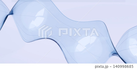 Abstract 3D transparent wave background. Smooth flowing glass ribbon and clear liquid shape on light blue banner. Abstract 3D transparent wave background. Smooth flowing glass ribbon and clear liquid shape on light blue banner. 140998685