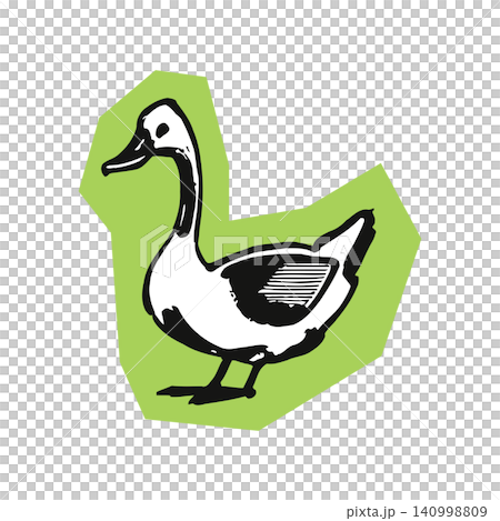 Duck mascot in black and white line art style for sticker or greeting card Duck mascot in black and white line art style for sticker or greeting card 140998809