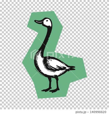 Duck mascot in black and white line art style for sticker or greeting card Duck mascot in black and white line art style for sticker or greeting card 140998820