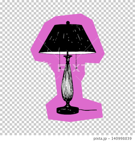 Table lamp in black and white illustration with pink background Table lamp in black and white illustration with pink background 140998839