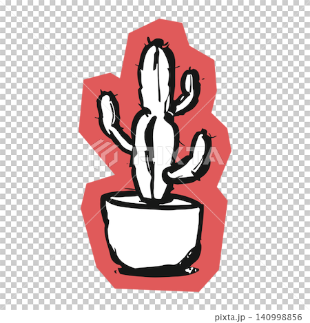 Cactus doodle illustration in bold line art style for sticker or wall art Cactus doodle illustration in bold line art style for sticker or wall art 140998856