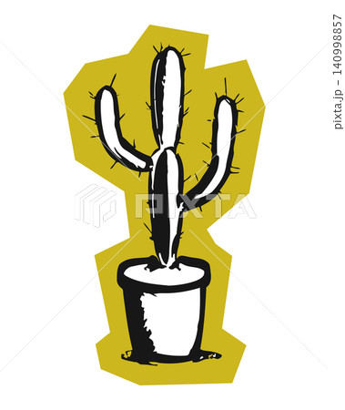 Cactus in pot sticker style illustration for wall art and decor Cactus in pot sticker style illustration for wall art and decor 140998857