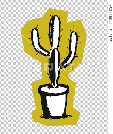 Cactus in pot sticker style illustration for wall art and decor Cactus in pot sticker style illustration for wall art and decor 140998857