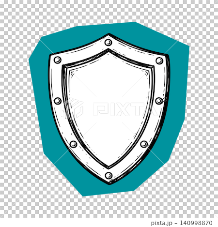 Shield icon in bold line art style for security and protection branding 140998870