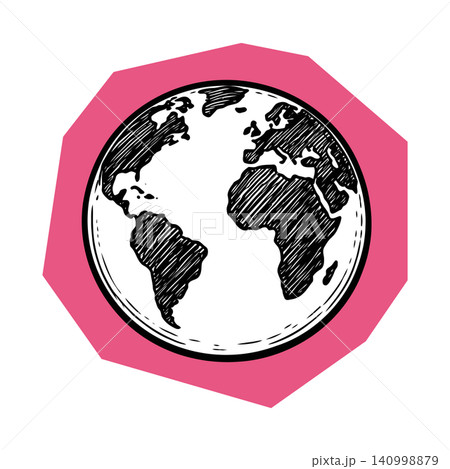 Globe illustration in doodle style for educational materials and stickers 140998879