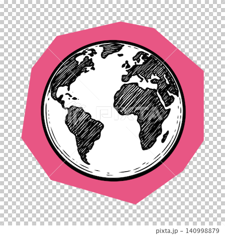 Globe illustration in doodle style for educational materials and stickers 140998879