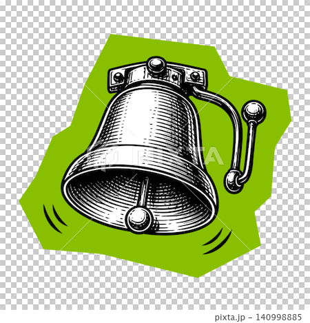 Bell sticker in bold line art style for notification icons and web graphics Bell sticker in bold line art style for notification icons and web graphics 140998885