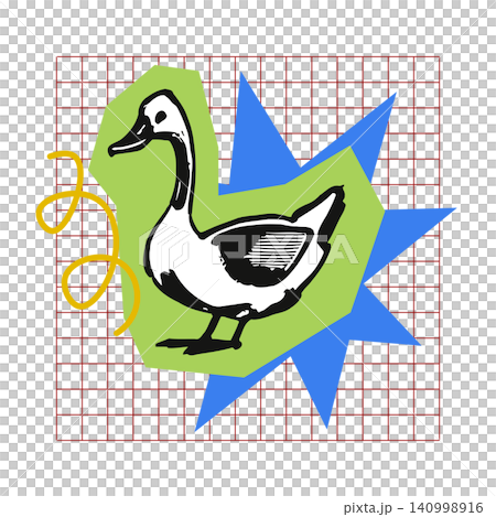 Duck mascot in bold retro flat vector style for greeting cards and stickers Duck mascot in bold retro flat vector style for greeting cards and stickers 140998916