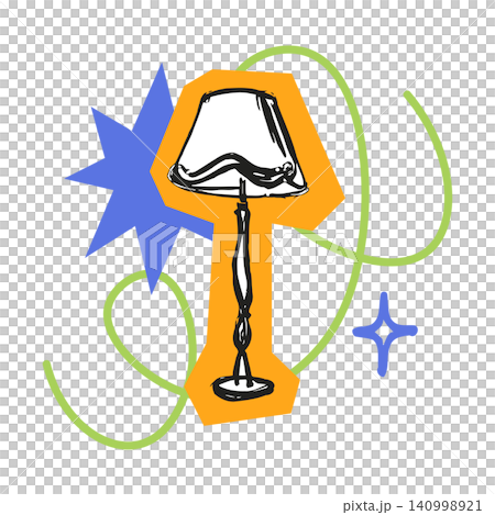 Lamp illustration with decorative accents in modern flat vector style for editorial and design use Lamp illustration with decorative accents in modern flat vector style for editorial and design use 140998921