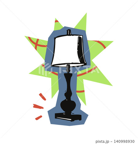 Table lamp with starburst decorative accents in doodle style for editorial and design elements 140998930