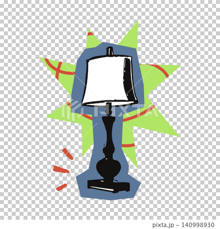 Table lamp with starburst decorative accents in doodle style for editorial and design elements 140998930