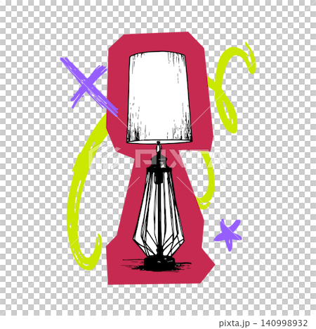 Lamp illustration in doodle style with decorative accents Lamp illustration in doodle style with decorative accents 140998932