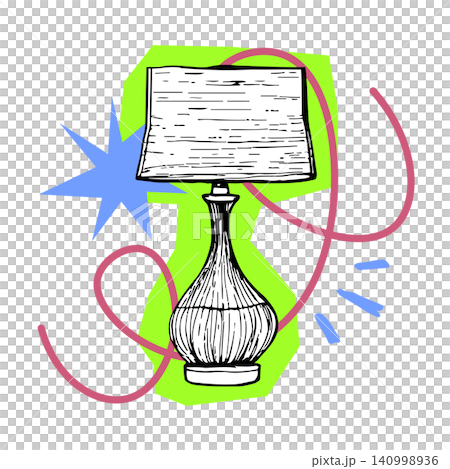 Lamp doodle illustration with decorative accents for editorial and design use Lamp doodle illustration with decorative accents for editorial and design use 140998936