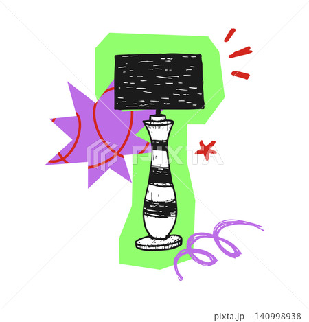 Lamp doodle illustration with decorative accents for editorial and design use Lamp doodle illustration with decorative accents for editorial and design use 140998938