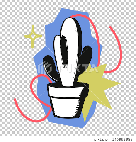 Cactus mascot in bold flat vector style for home decor and greeting cards Cactus mascot in bold flat vector style for home decor and greeting cards 140998985