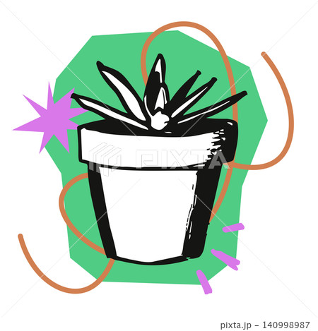 Potted plant in bold flat vector style for home decor and gardening Potted plant in bold flat vector style for home decor and gardening 140998987