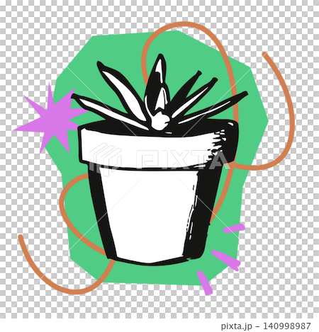 Potted plant in bold flat vector style for home decor and gardening Potted plant in bold flat vector style for home decor and gardening 140998987