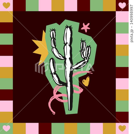 Cactus illustration in modern flat vector style for wall art and home decor Cactus illustration in modern flat vector style for wall art and home decor 140998997