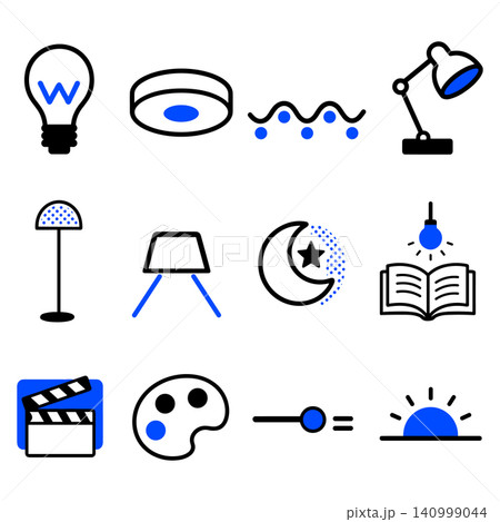 Collection of Icons Related to Light, Creativity, and Media Collection of Icons Related to Light, Creativity, and Media 140999044