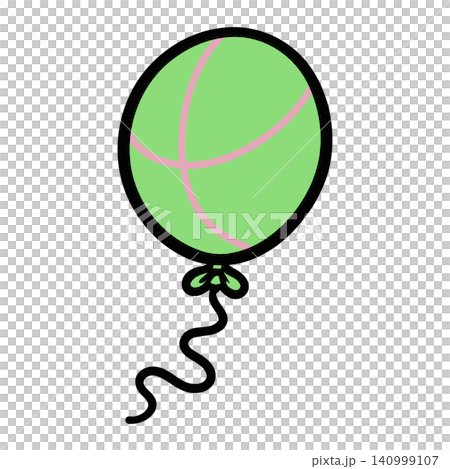 Green balloon illustration in simple line art style for party decoration and greeting cards Green balloon illustration in simple line art style for party decoration and greeting cards 140999107