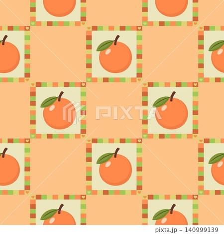 Orange fruit allover repeat pattern in flat vector style for textile print and fabric design 140999139