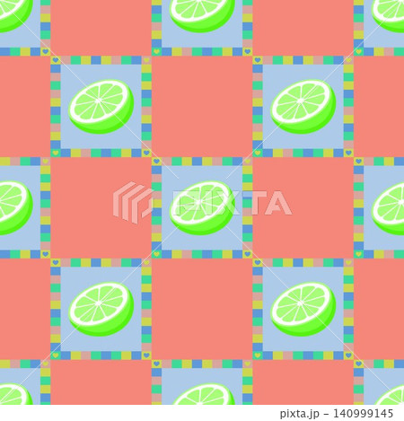Lime slice allover repeat pattern in flat vector style for textile print and fabric design 140999145