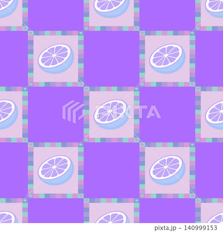 Lemon slice allover repeat pattern in flat vector style for textile print and fabric design 140999153