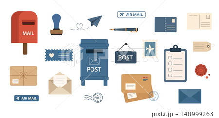 Collection of postal service and mail delivery elements 140999263