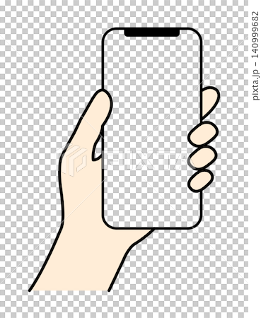 Close-up illustration of a hand holding a smartphone straight in the left hand (for mockup) Close-up illustration of a hand holding a smartphone straight in the left hand (for mockup) 140999682