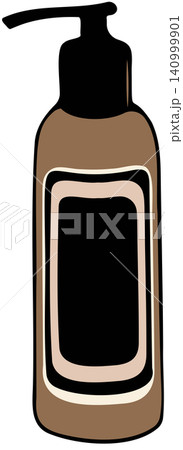 Minimalistic bottle of cream with a pump on a transparent background Minimalistic bottle of cream with a pump on a transparent background 140999901