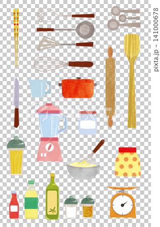 キッチンアイテムのカットイラスト キッチンアイテムのカットイラスト 141000678