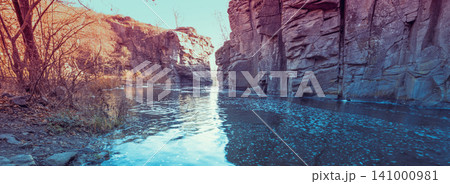 Beautiful mountain river. The canyon in spring 141000981