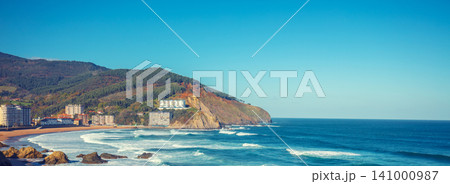 An ocean and beautiful bay. Playa de Bakio, Biscay, Basque Country, Spain, Europe 141000987