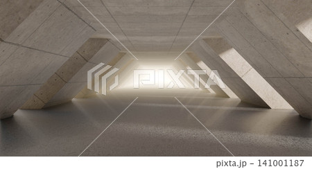 Futuristic concrete tunnel with bright light Futuristic concrete tunnel with bright light 141001187