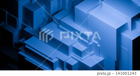 Abstract blue 3d geometric blocks Abstract blue 3d geometric blocks 141001243
