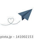 Paper airplane flying with a dashed heart-shaped trail. Minimal symbol of love, romance, communication 141002153