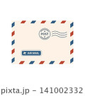 Classic air mail envelope featuring a postal stamp, cancellation mark, and airmail label. Suitable for international shipping 141002332