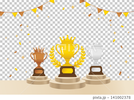 トロフィーと表彰台の優勝イラスト 金銀銅ランキング背景素材 A4横 トロフィーと表彰台の優勝イラスト 金銀銅ランキング背景素材 A4横 141002378