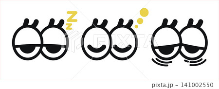 眠い目 アイコンセット 眠たい表情 目を閉じる うとうと 睡眠 絵文字 イエロー ベクター素材 眠い目 アイコンセット 眠たい表情 目を閉じる うとうと 睡眠 絵文字 イエロー ベクター素材 141002550