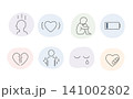 メンタルヘルス・心の不調・セルフケアの線画アイコンセット 141002802
