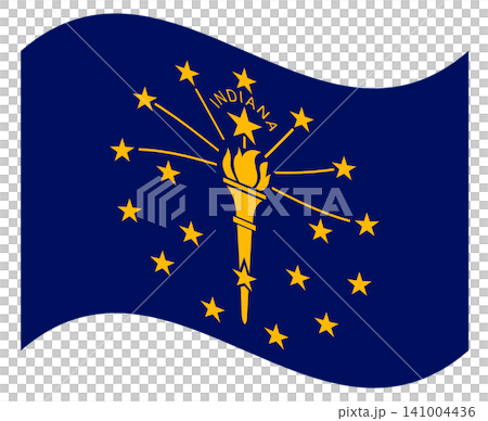 Waving flag of Indiana state, United States of America or USA, North America, isolated. Waving flag of Indiana state, United States of America or USA, North America, isolated. 141004436