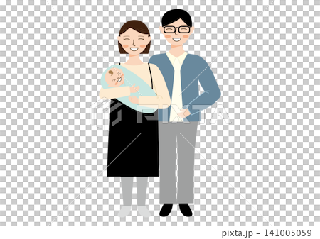 A young couple smiling while holding their baby A young couple smiling while holding their baby 141005059