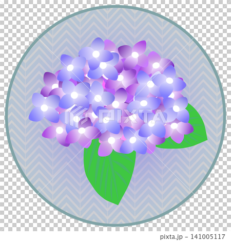 An illustration of light purple hydrangeas against a circular background. An illustration of light purple hydrangeas against a circular background. 141005117