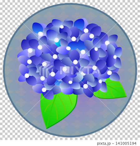 圓形背景的藍色繡球花插圖 141005194