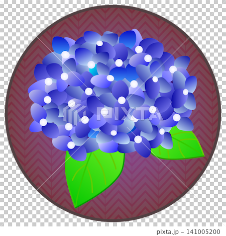 円形背景のついた青いアジサイのイラスト 円形背景のついた青いアジサイのイラスト 141005200